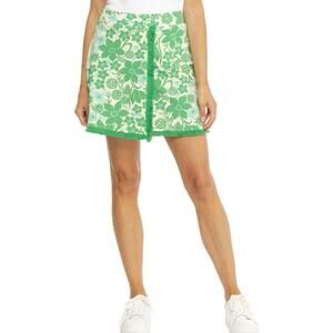 Spartina 449 Fringe Faux Wrap Skort Green Wildflowers Women’s Size XS NEW!